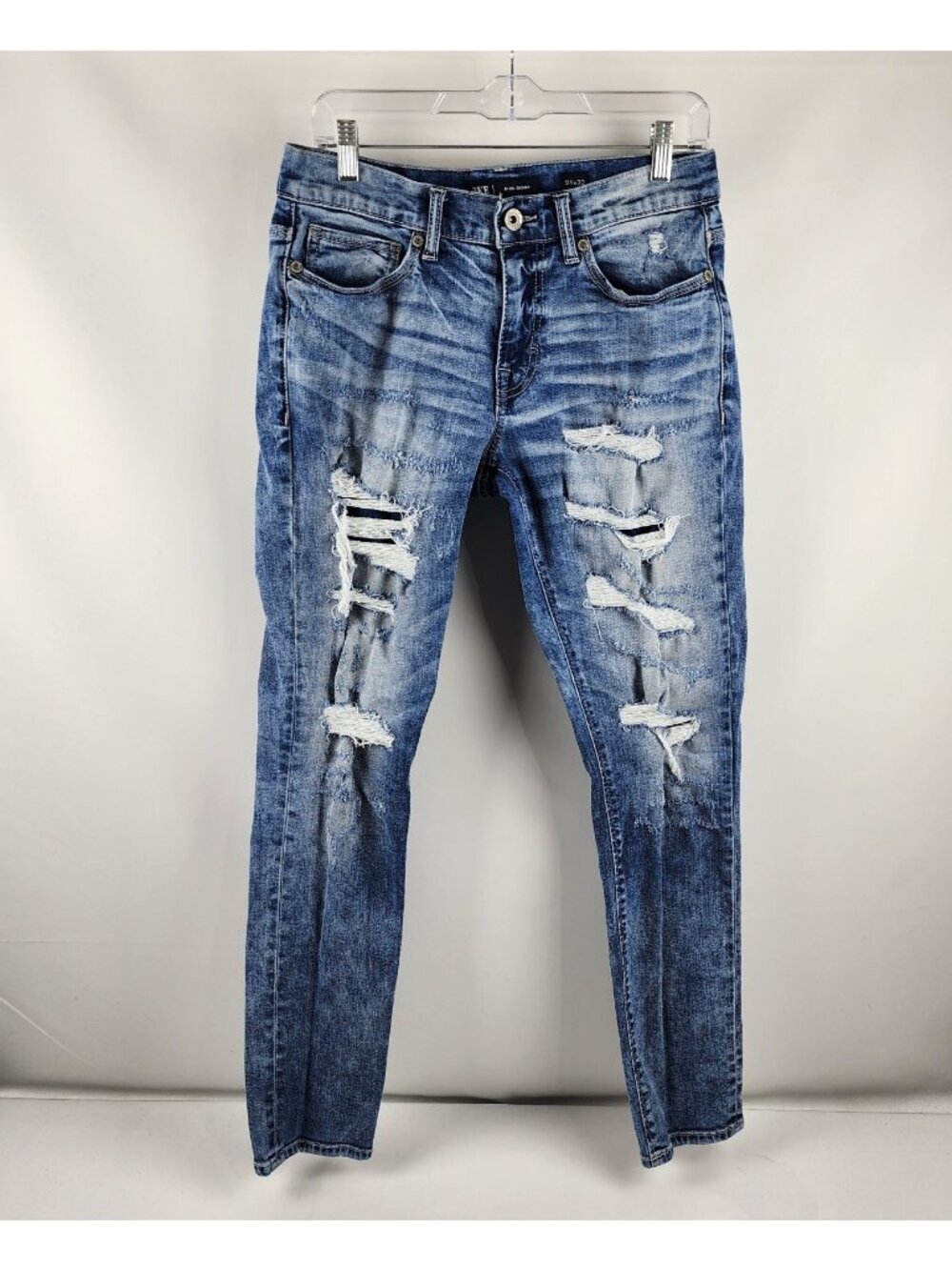 BKE Jeans Men 31x31 Blue Alec Distressed Straight Leg Denim